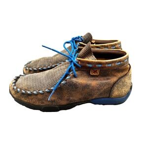 Twisted X Leather Chukka Boots Driving Moccasin Men's 6 Women's 9 Brown YDM0027